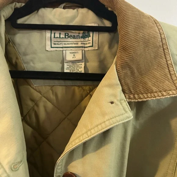 L.L. Bean Olive Khaki Field Jacket with Brown Corduroy Collar vintage from 90s - Picture 8 of 10